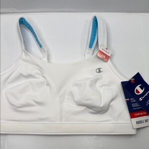 Champion Women's White Sports Bra with Blue Lining